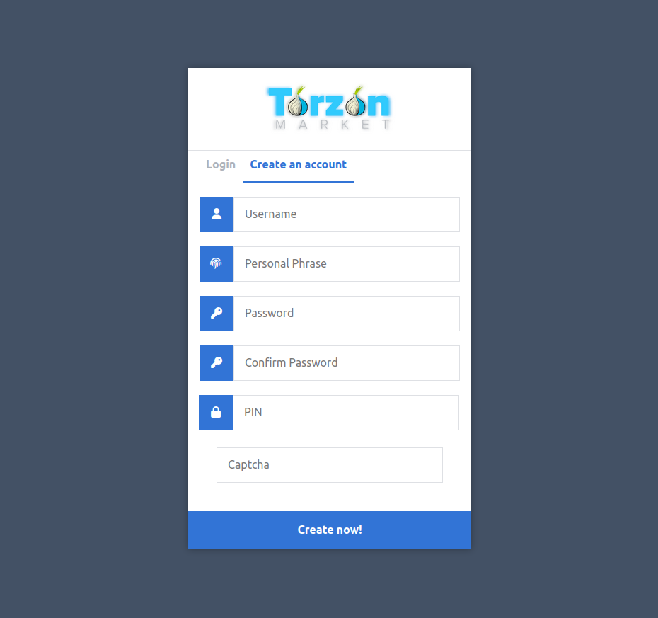 User registration interface